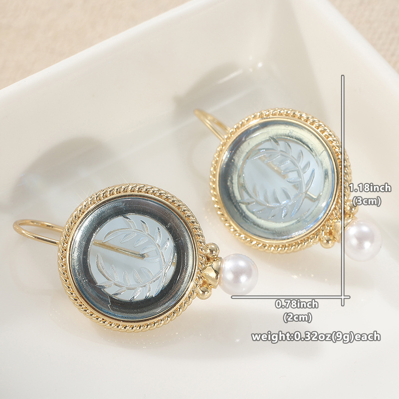 Vintage Intaglio Earrings, Blue Laurel Wreath Design, Wedding Gift